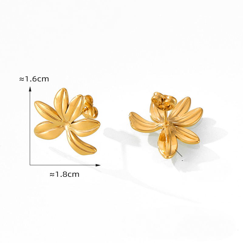 Stainless Steel 18K Gold PVD 3D Flower Earrings