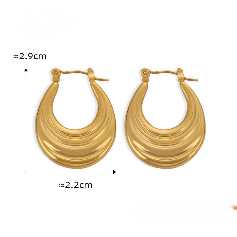 Stainless Steel Curved Stripe Hoop Earrings