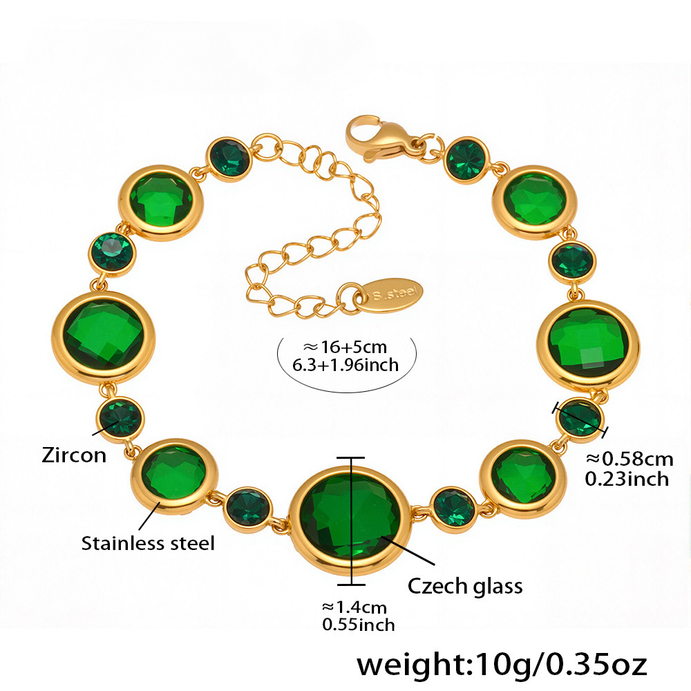 Stainless Steel Transparent Czech Glass Bracelet