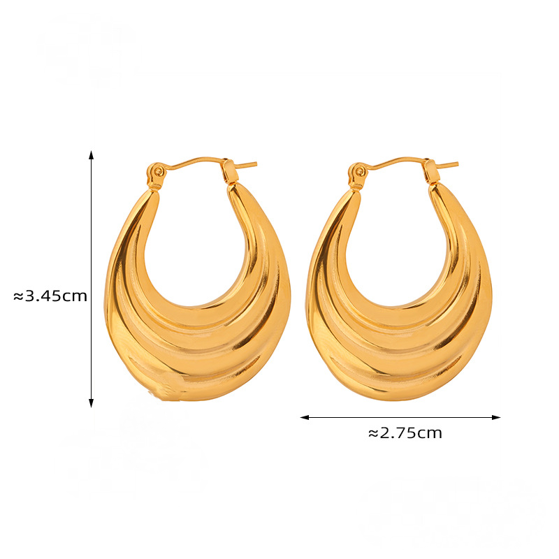 Stainless Steel Curved Stripe Hoop Earrings