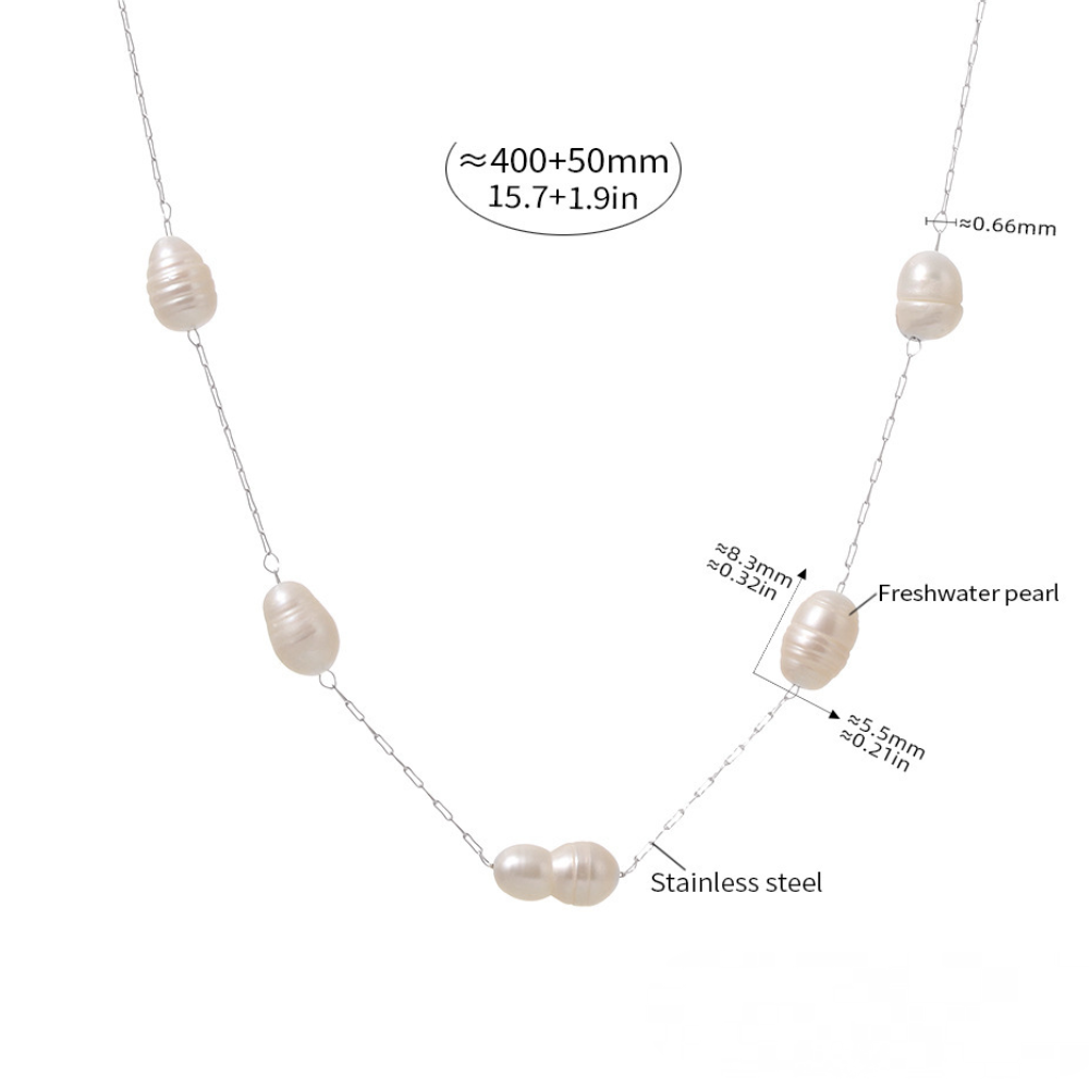 Separated Freshwater Pearl Stainless Steel Necklace