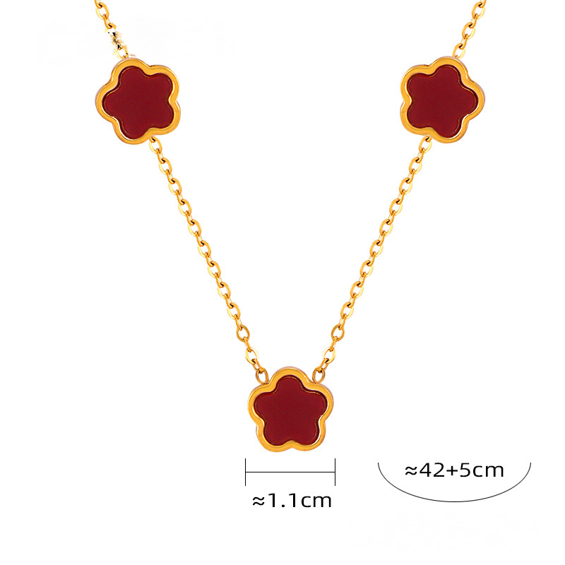 Flower Inlay White Shell Bracelet Necklace Earrings Jewelry Suit