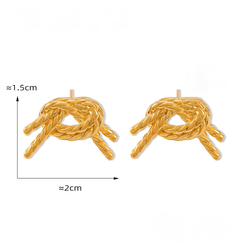 Stainless Steel Polished Bowknot Rope Stud Earrings