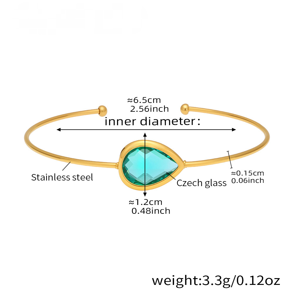 Droplet Shaped Czech Glass Stone Cuff Bracelet