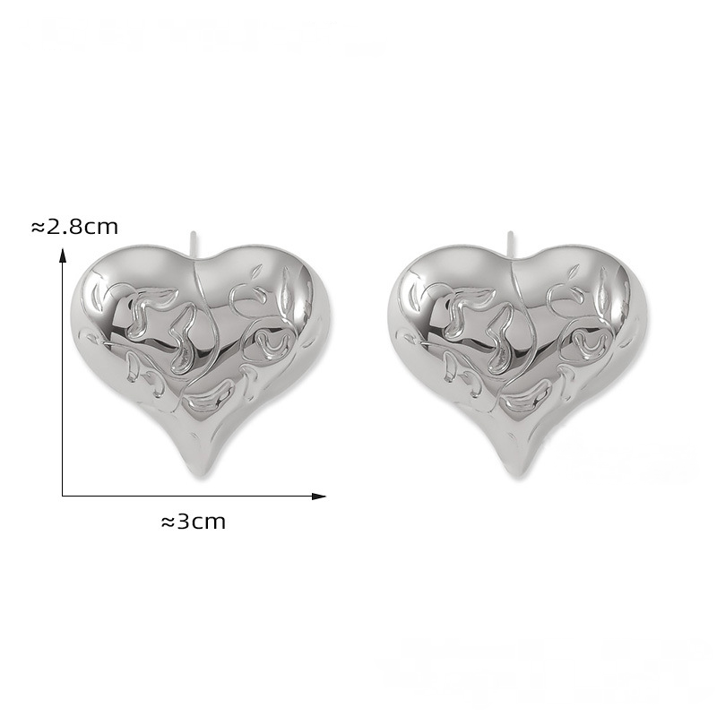 Irregular Texture Heart Necklace Earrings Jewelry Suit