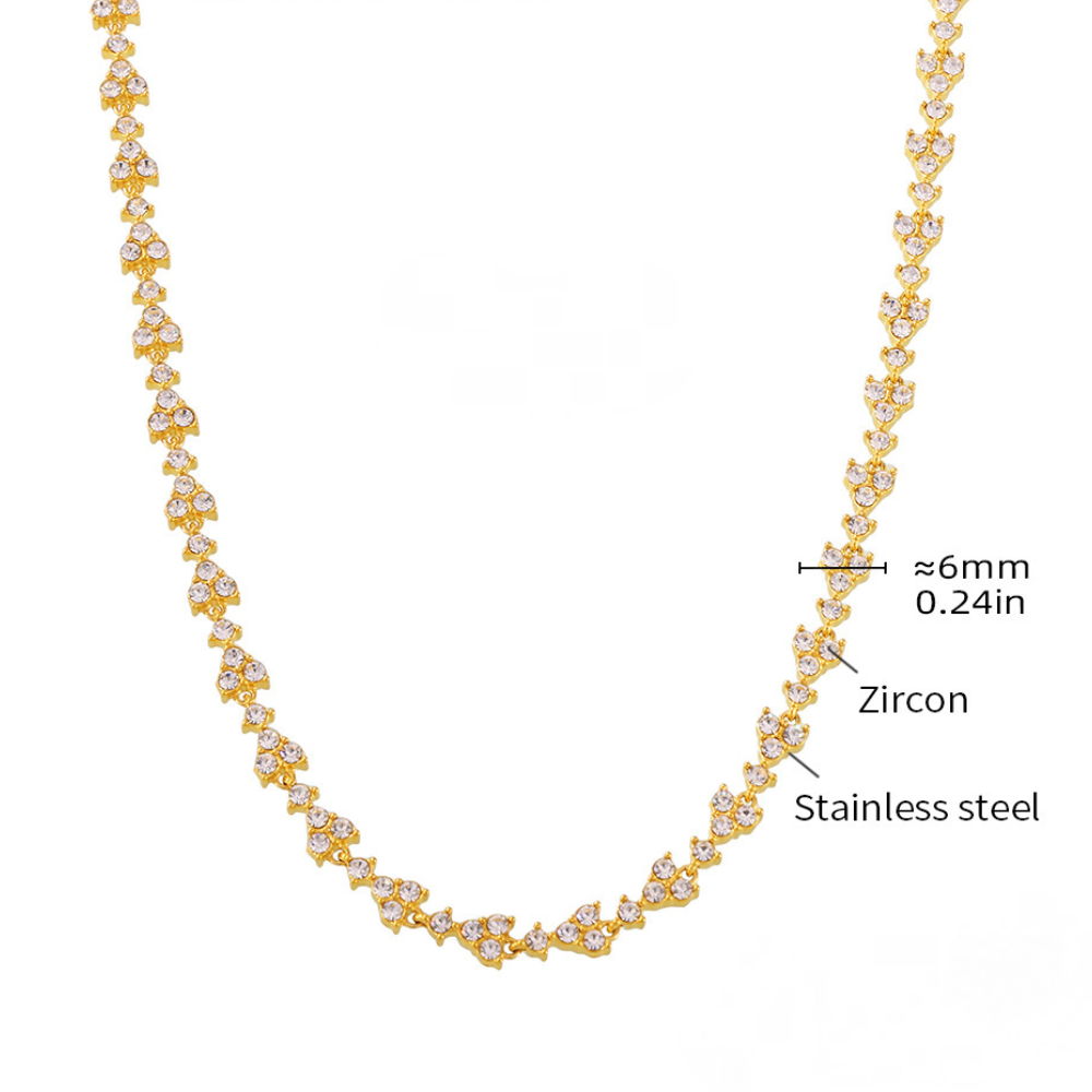 Stainless Steel Triangular Plum Blossom Cubic Zirconia Necklace