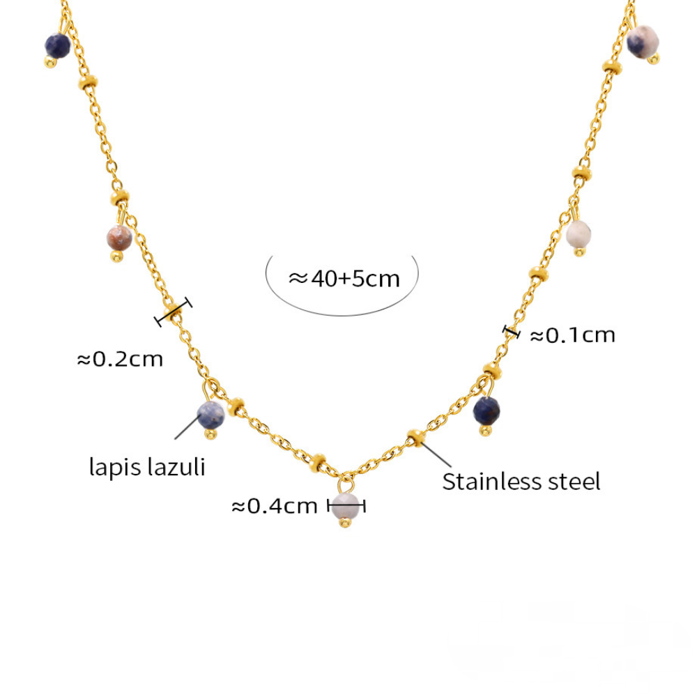 Stainless Steel Beaded Charm Necklace