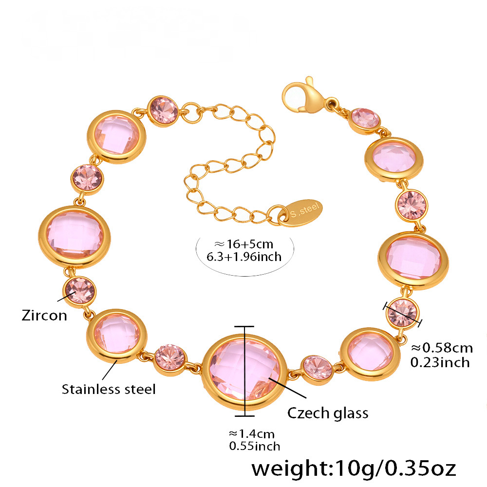 Stainless Steel Transparent Czech Glass Bracelet