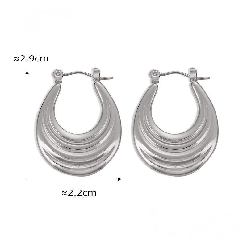 Stainless Steel Curved Stripe Hoop Earrings