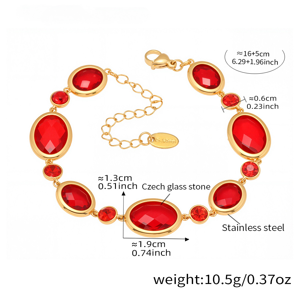 Dopamine Elliptical Cut Czech Glass Bracelet