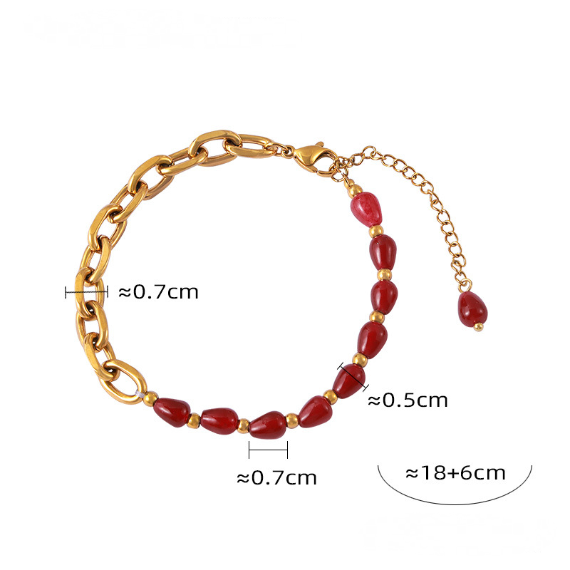 Red Agate Garnet Beaded Design Bracelet Necklace Jewelry Suit