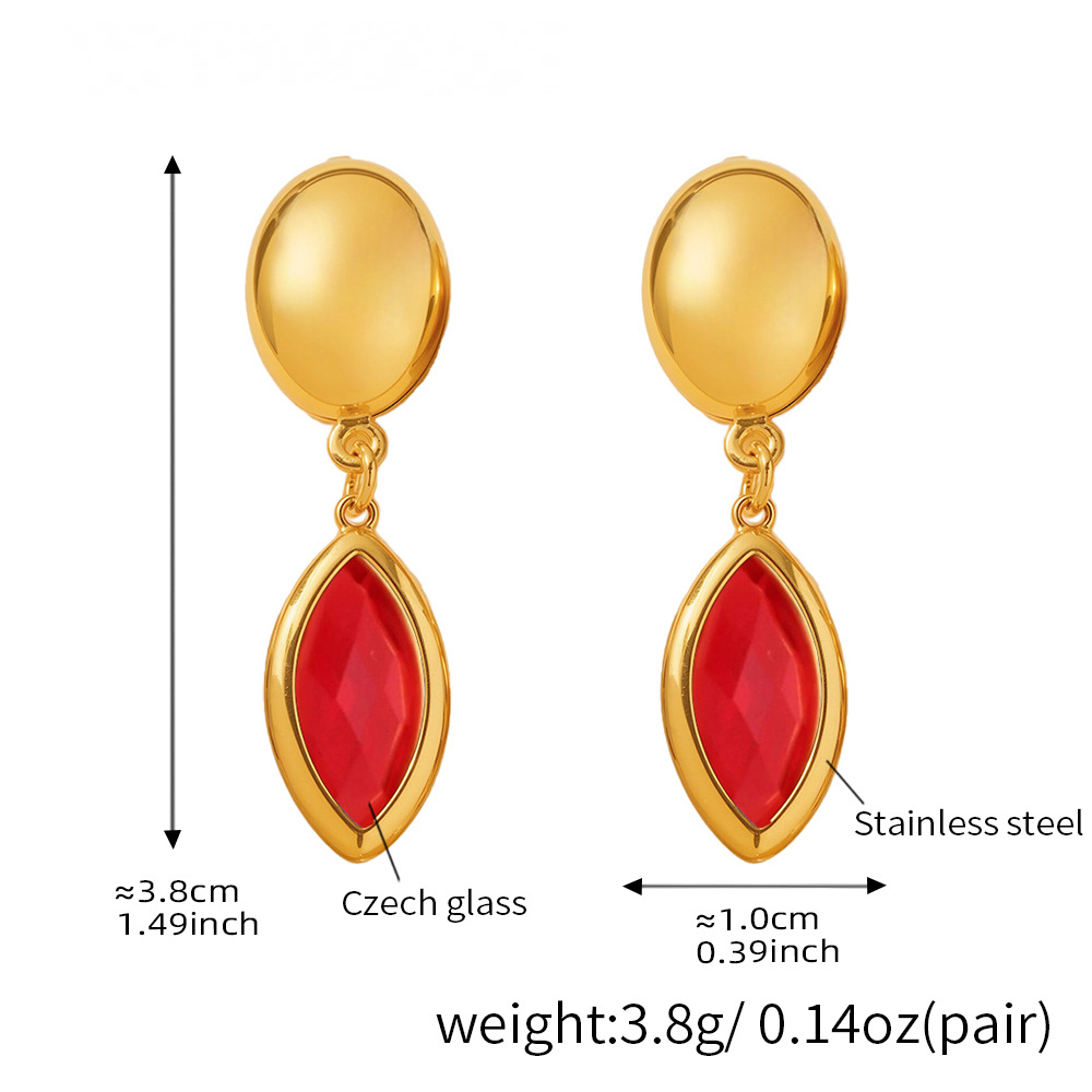 18K Gold PVD Cut Czech Crystal Glass Earrings