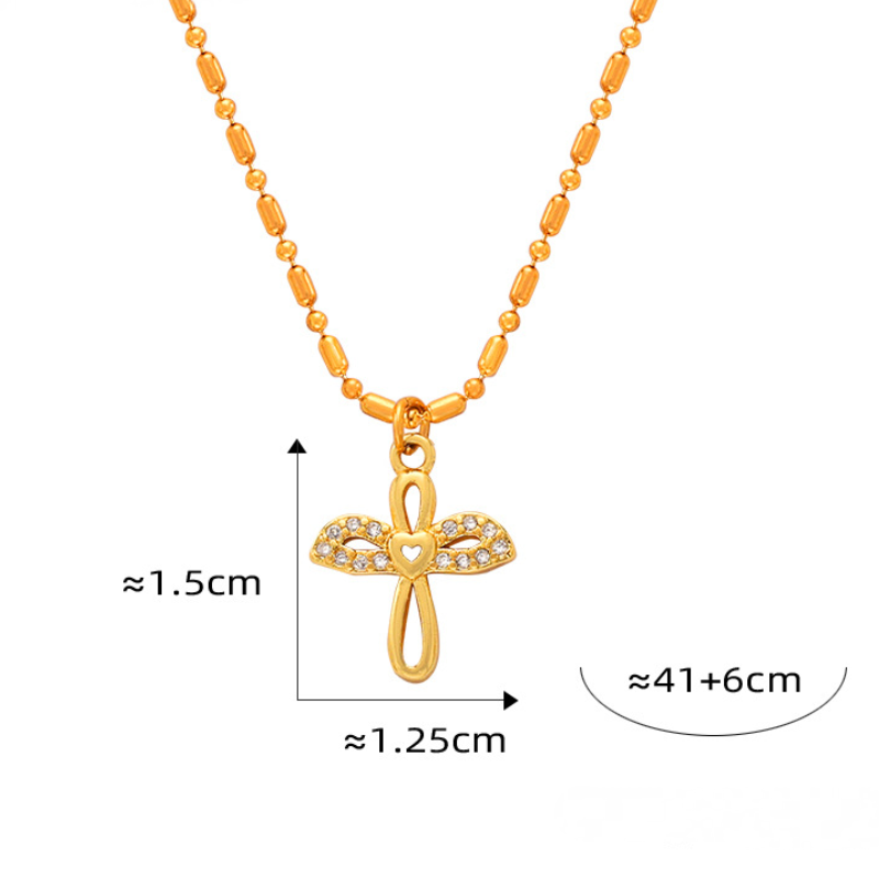 Stainless Steel Cartoon Shape Pendant Beaded Chain Necklace