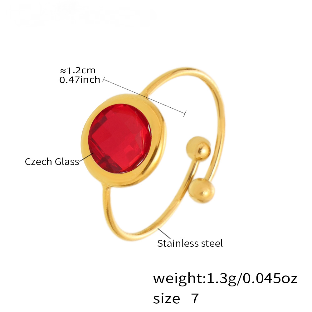 Light Luxury Crystal Round Glass Bead Ring