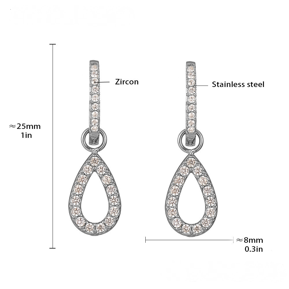 Stainless Steel Butterfly Lightning Geometric Inlay CZ Drop Earrings