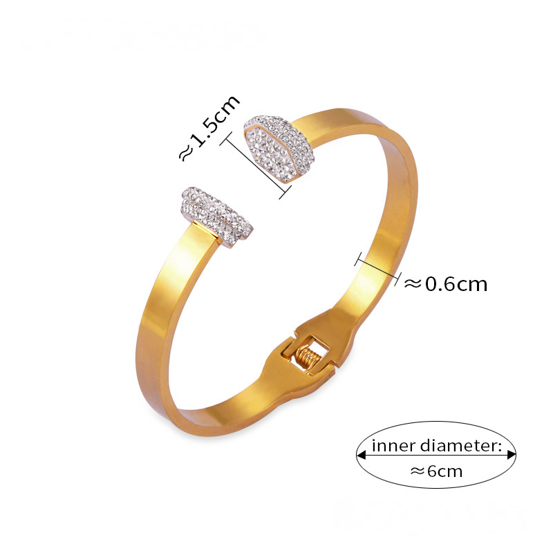 Stainless Steel Creative Geometric Inlay Czech Diamond Bracelet