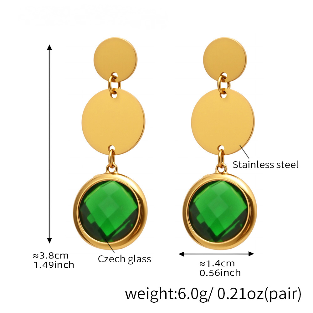 18K Gold PVD Cut Glass Circular Tassel Earrings