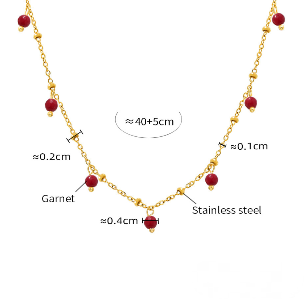 Stainless Steel Beaded Charm Necklace