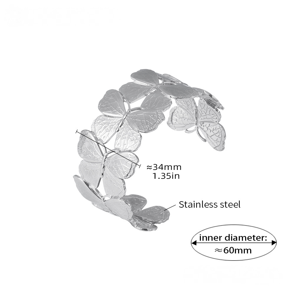 Butterfly Pattern Stainless Steel Cuff Bracelet
