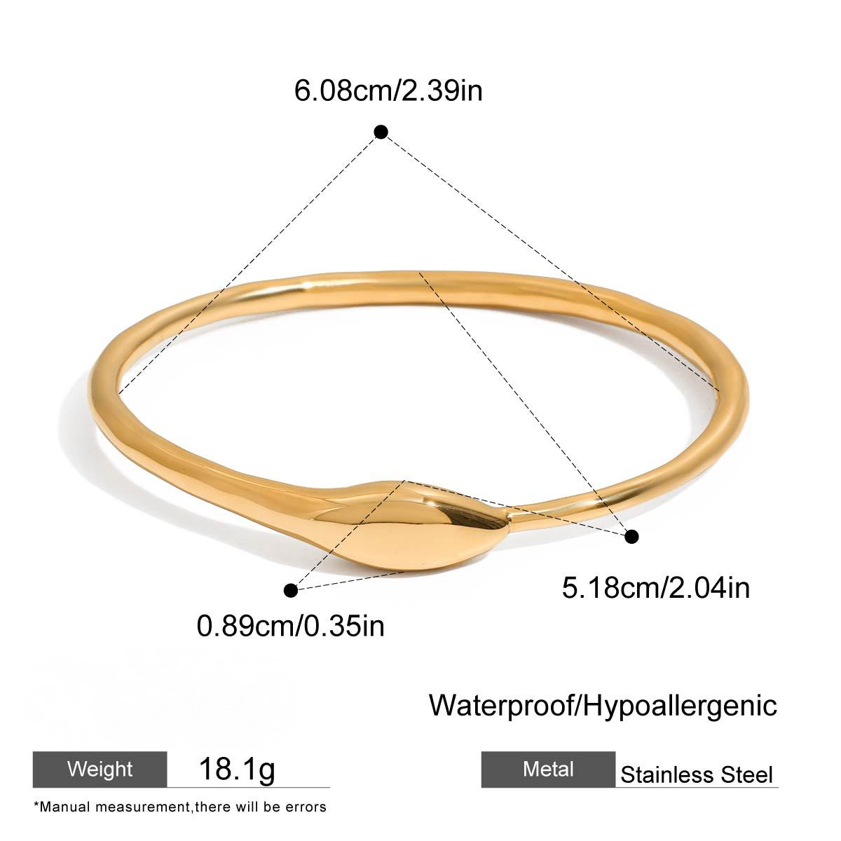 Stainless Steel 18K Gold PVD Snake Shaped Cuff Bracelet