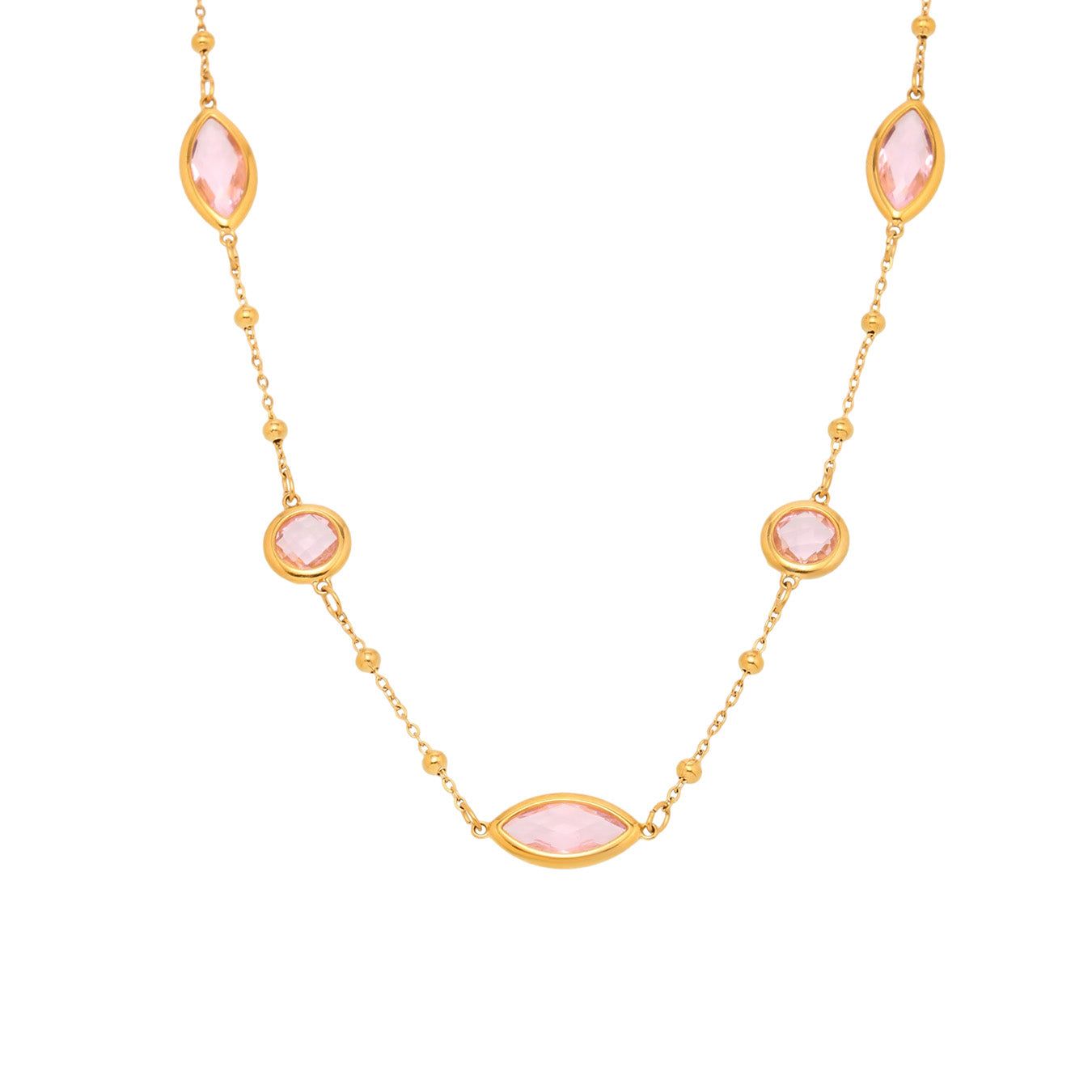 18K Gold PVD Cut Glass Small Steel Ball Necklace