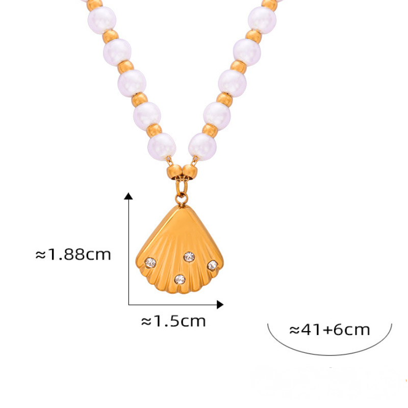 Stainless Steel Shell Shape Pendant Necklace Earrings Jewelry Suit