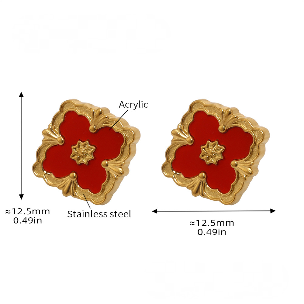 Palace Style Four-leaf Flower Bracelet Necklace Earrings Jewelry Suit