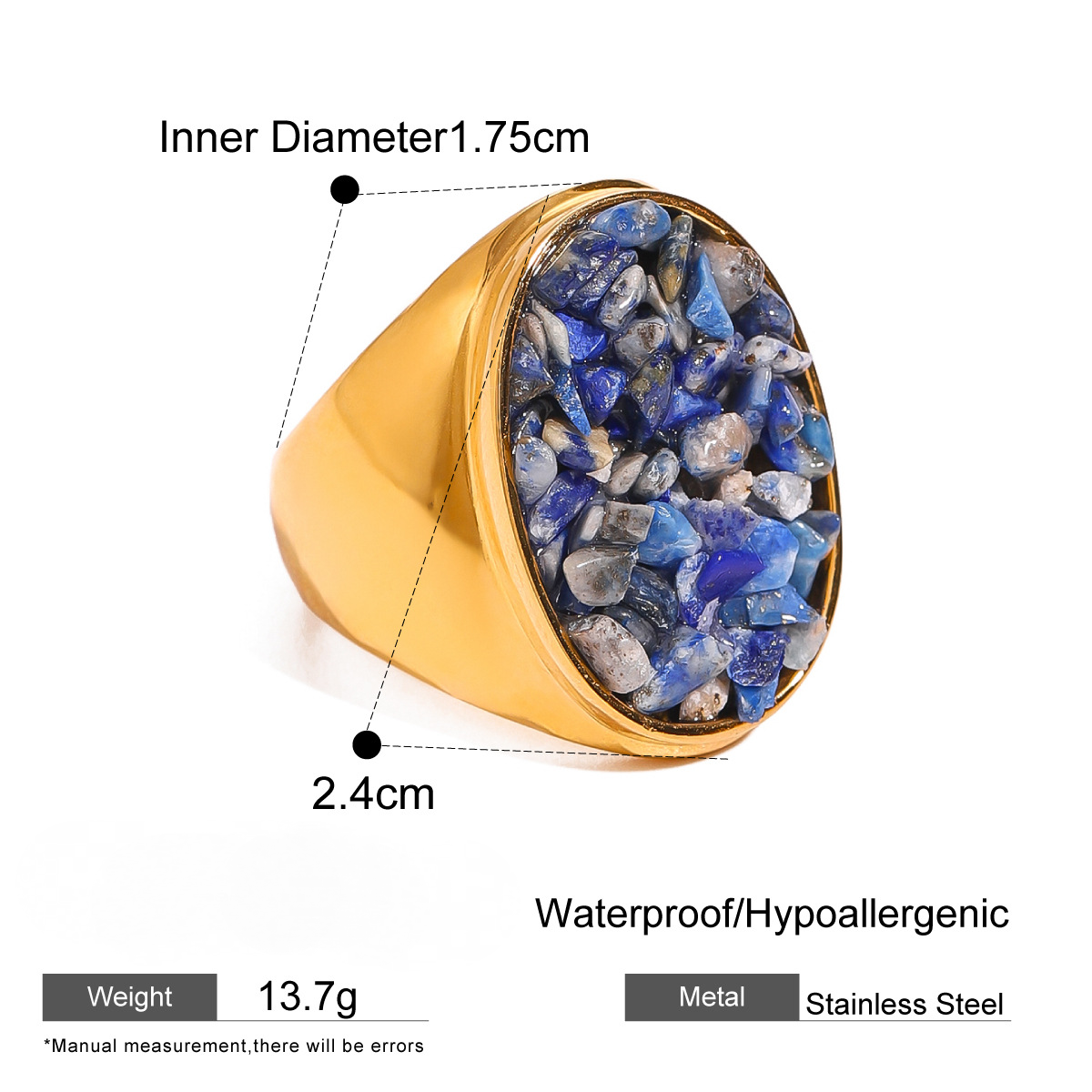 Stainless Steel Natural Stone Gravel Ring Collection