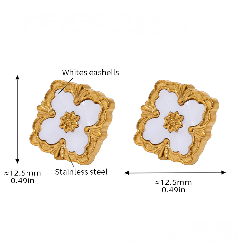Palace Style Four-leaf Flower Bracelet Necklace Earrings Jewelry Suit