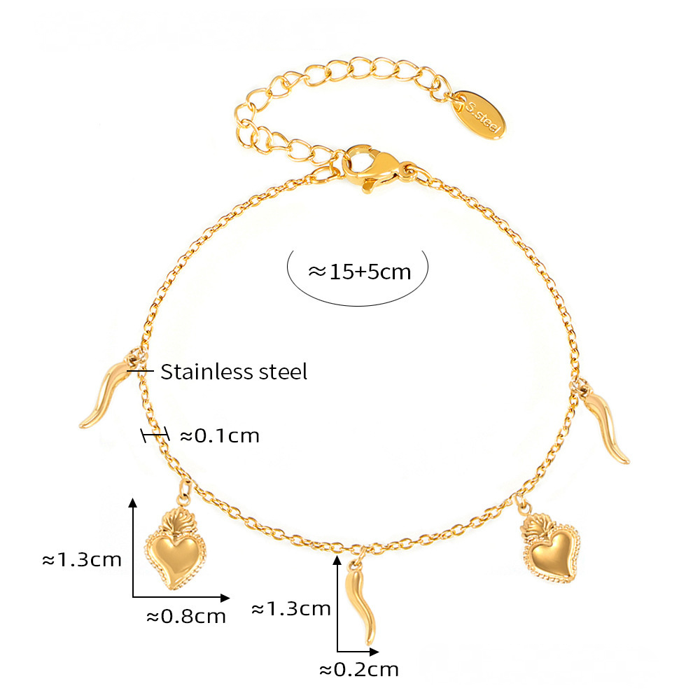 Heart Pepper Pendant Bracelet Necklace Jewelry Suit