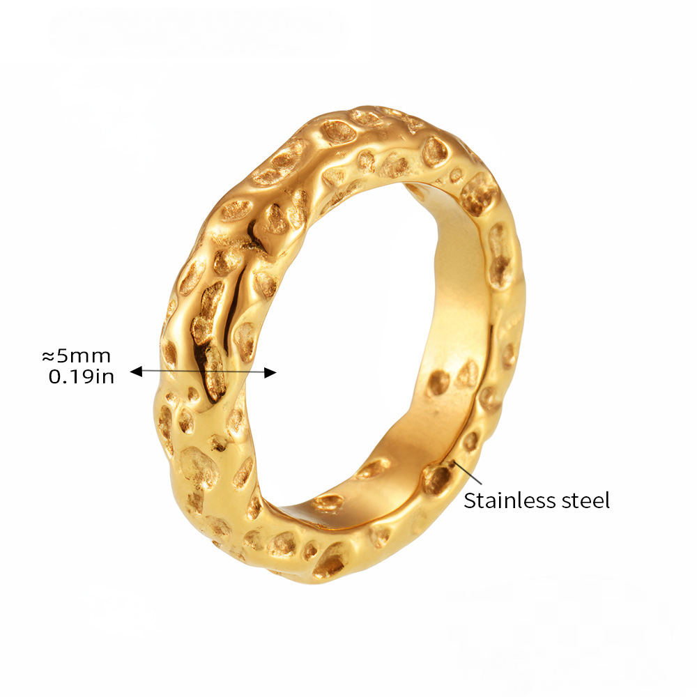 Stainless Steel 18K Gold PVD Irregular Texture Ring