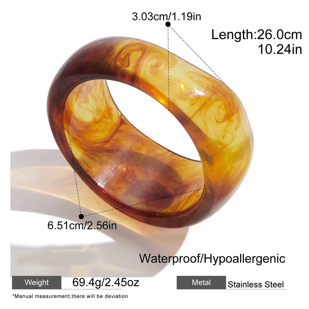 Stainless Steel Resin Acrylic Bangle