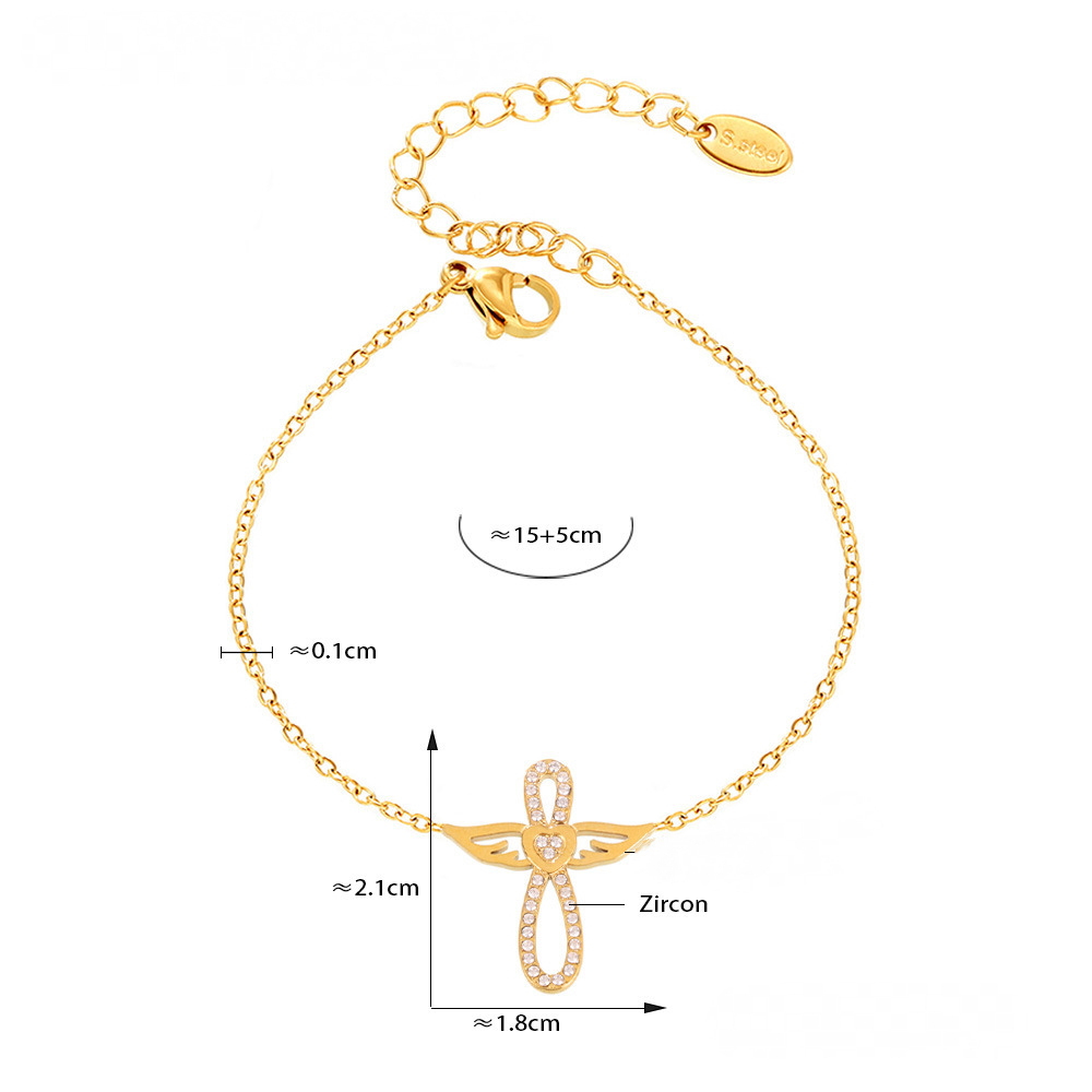 Angel Wings Inlay Cubic Zirconia Pendant Necklace Bracelet Jewelry Suit