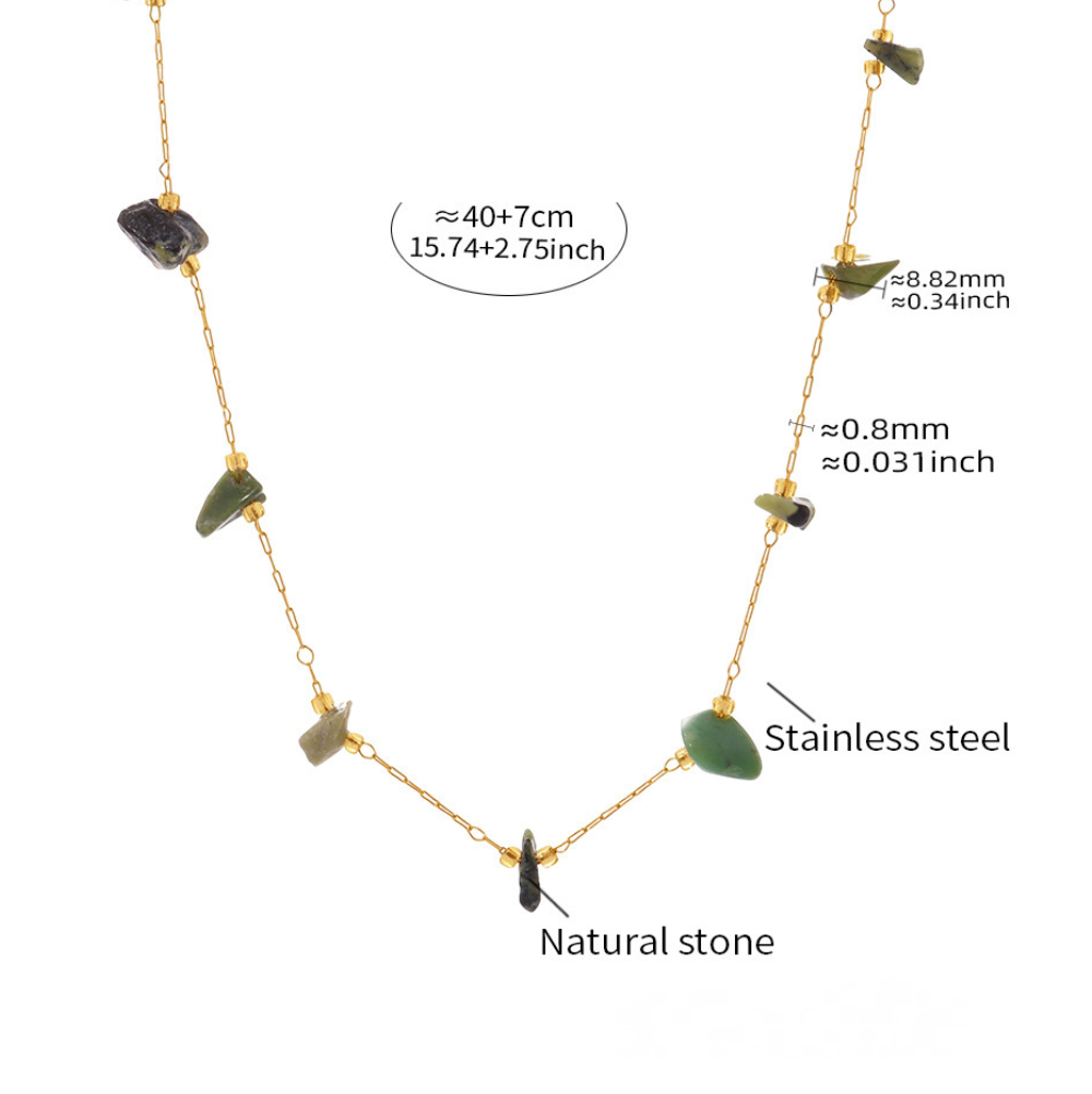 Candy Color Natural Stone Beaded Stainless Steel Necklace