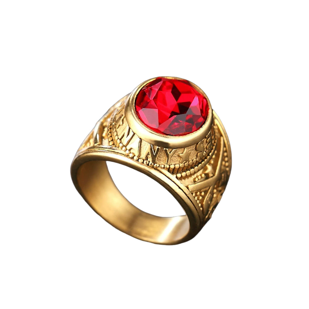 Stainless Steel Navy Military Men's Gemstone Ring