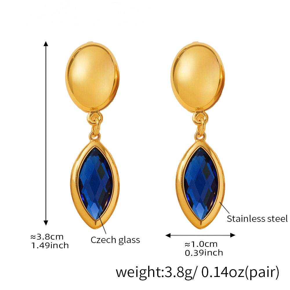 18K Gold PVD Cut Czech Crystal Glass Earrings