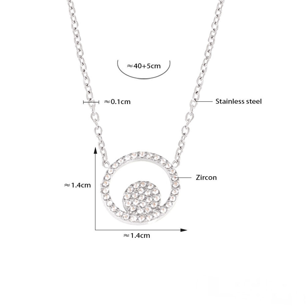Double Circle Inlay Cubic Zirconia Bracelet Necklace Ring Jewelry Suit