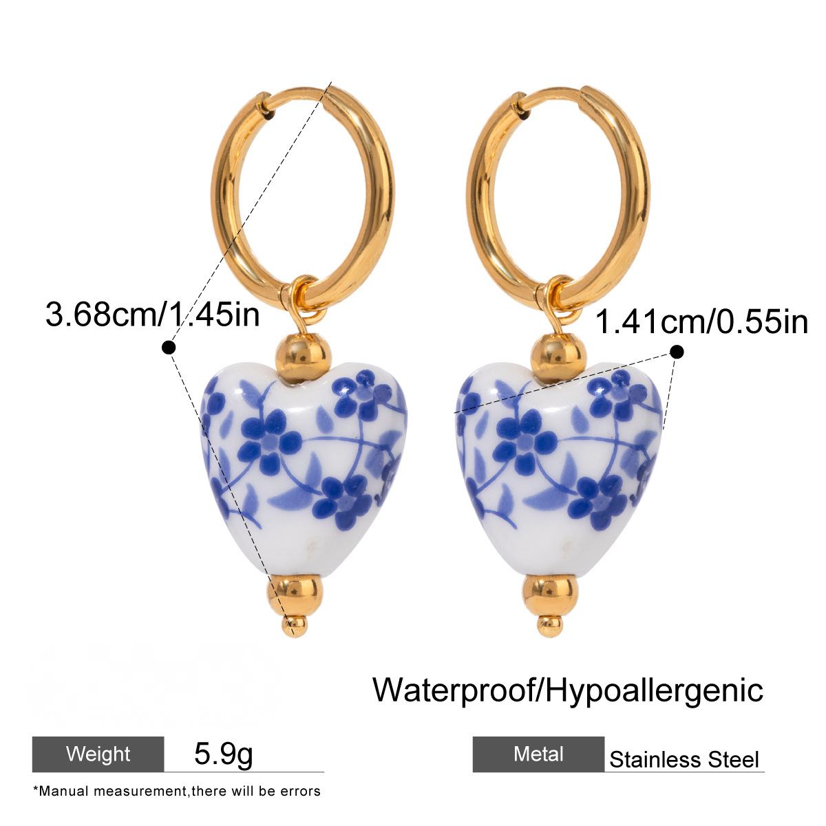 Stainless Steel Ocean Style Ceramic Pearl Huggie Earrings