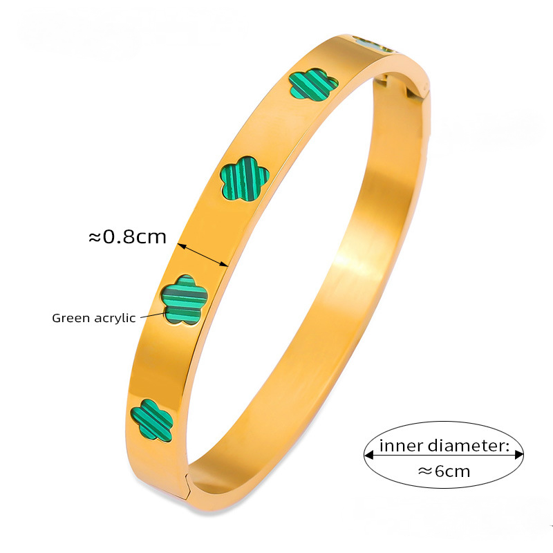Flower Shape Inlay Mother of Pearl Acrylic Stainless Steel Bracelet