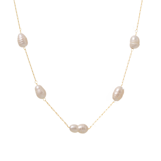 Separated Freshwater Pearl Stainless Steel Necklace