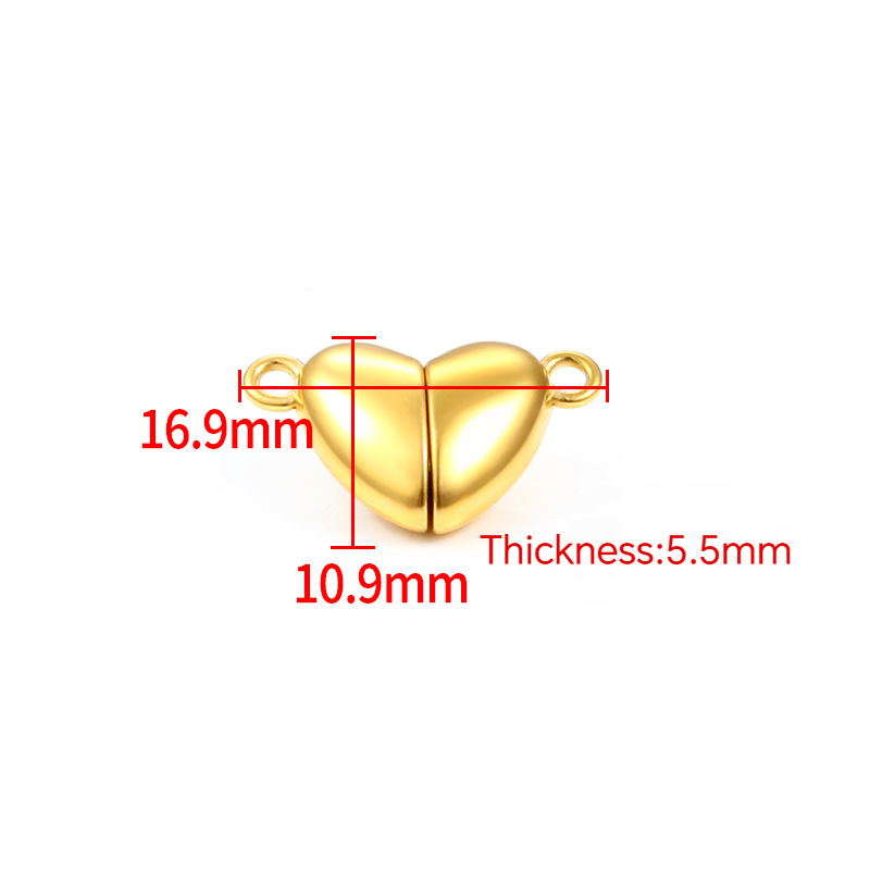 Stainless Steel Heart-shaped Round Magnetic Clasp
