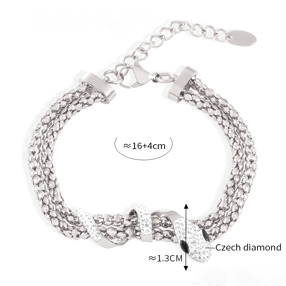 Snake Wrap Lariat Necklace Double Chain Bracelet Jewelry Suit