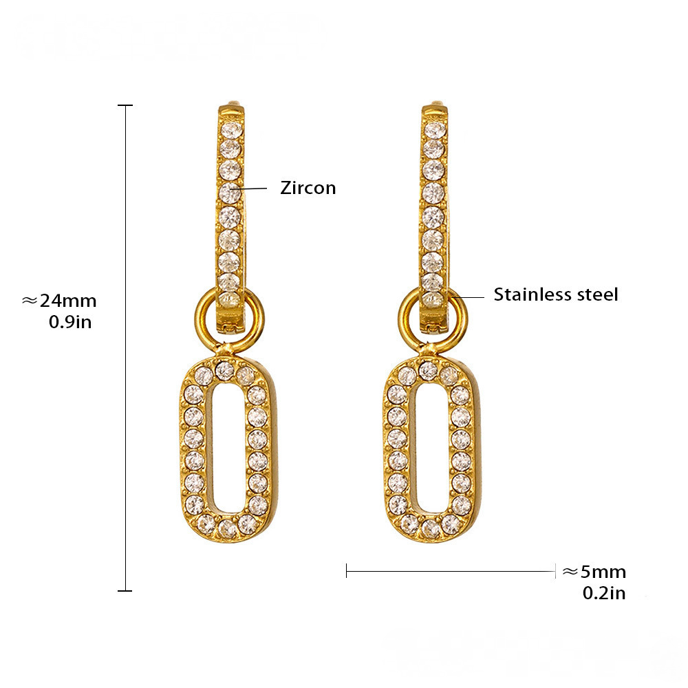 Stainless Steel Butterfly Lightning Geometric Inlay CZ Drop Earrings