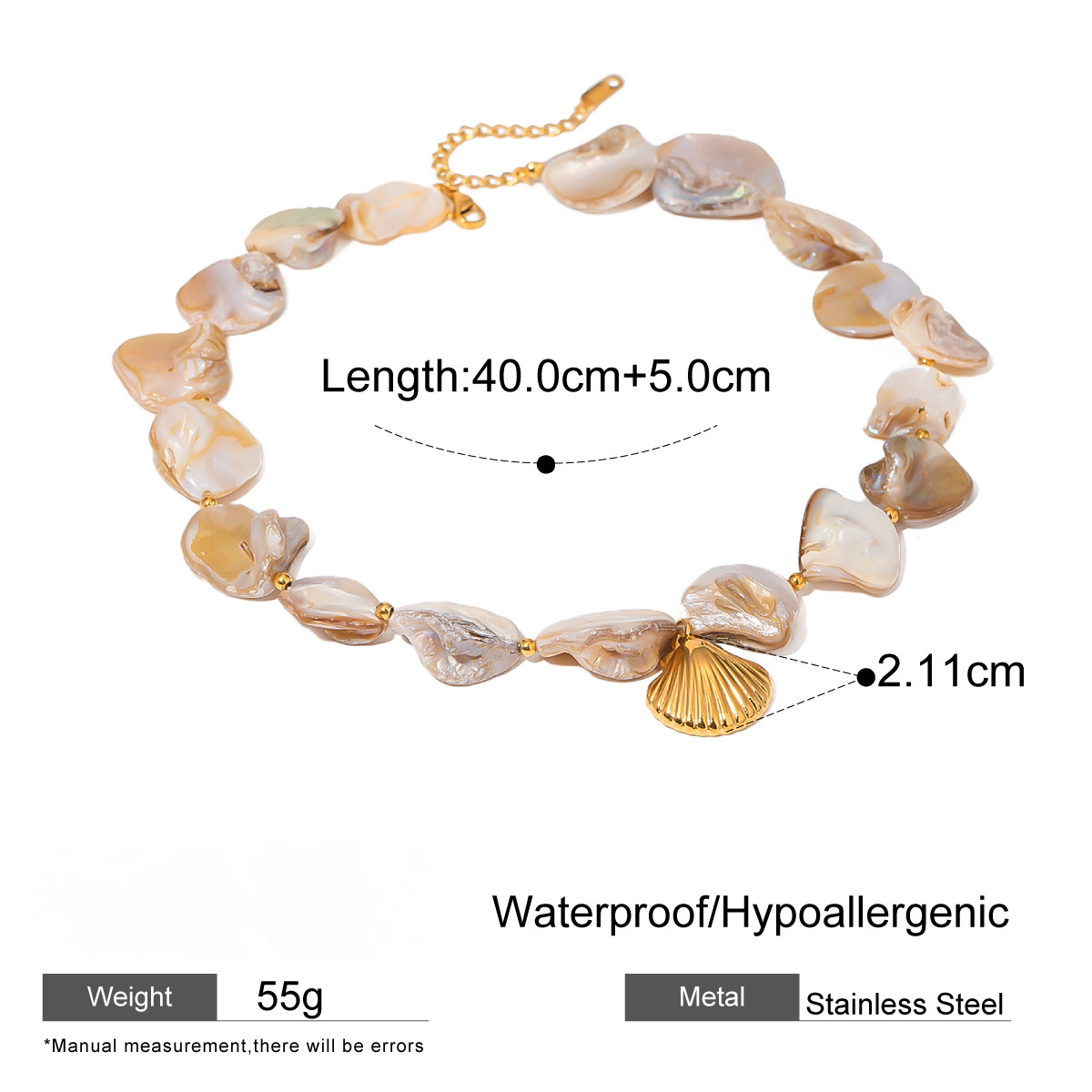 Stainless Steel Beach Vacation Style Shell Series Necklace
