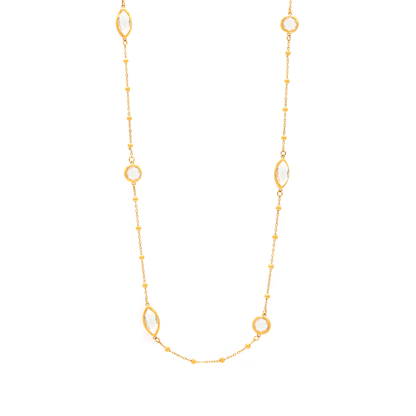 Transparent Cut Glass Small Steel Ball Long Necklace