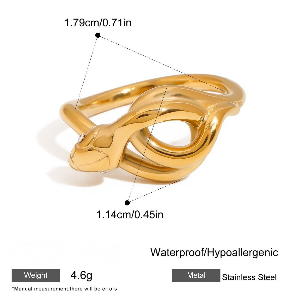 Stainless Steel Cubic Zirconia Spirit Snake Ring Combination
