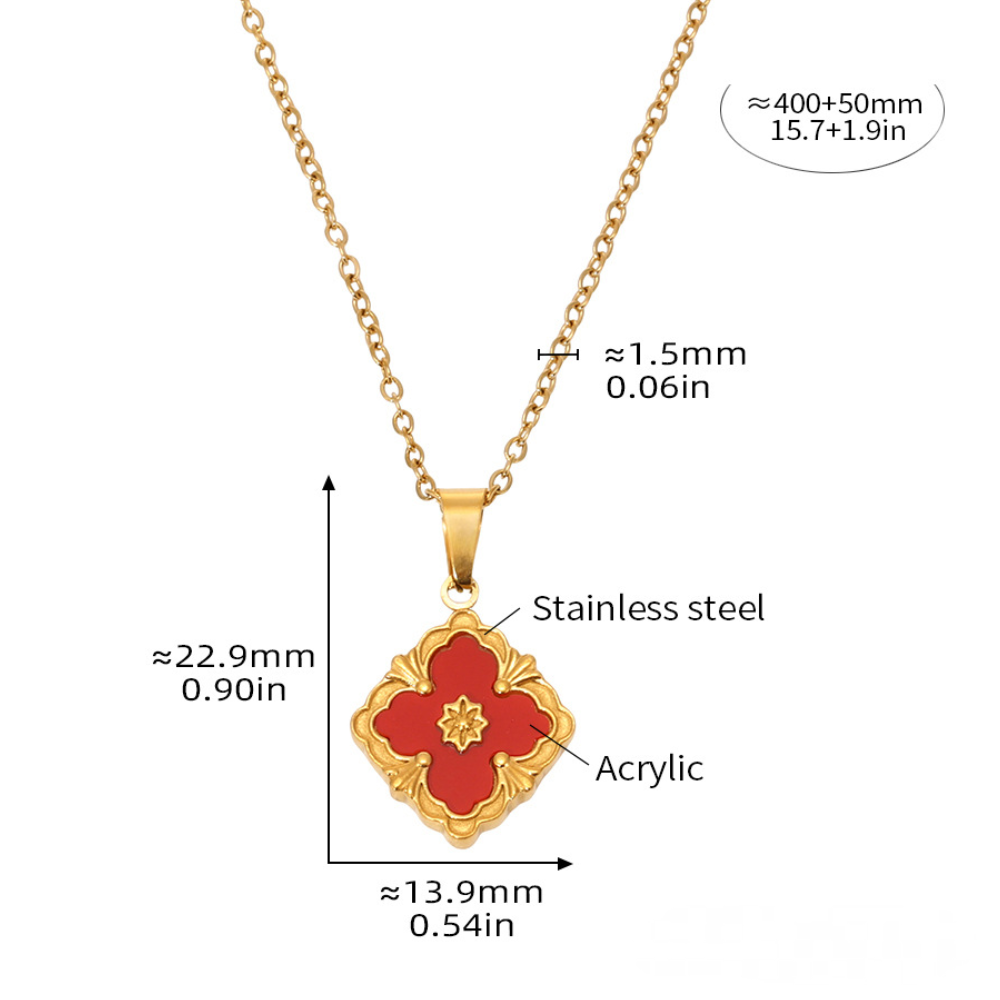 Palace Style Four-leaf Flower Bracelet Necklace Earrings Jewelry Suit