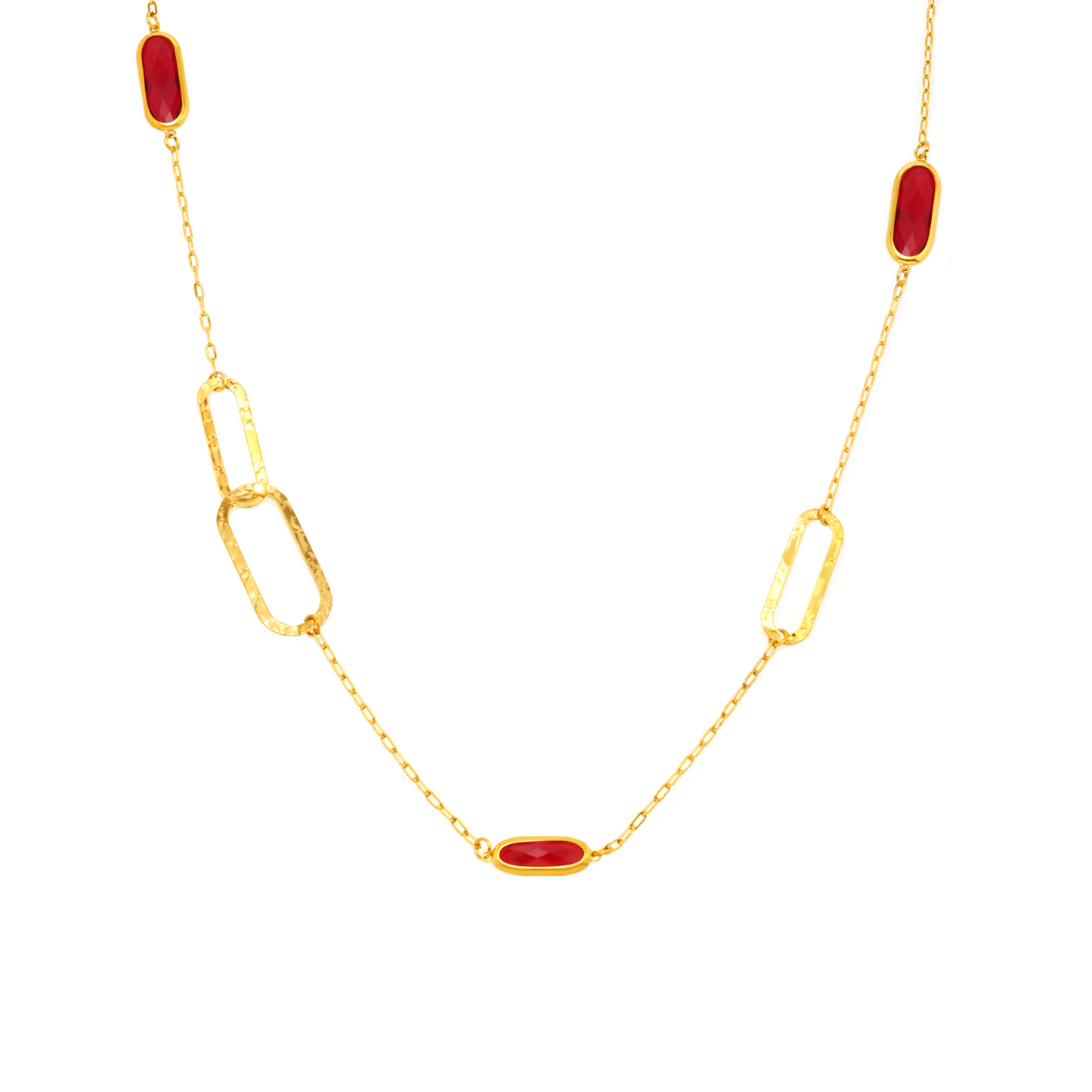 Stainless Steel Double-layer Glass Geometric Necklace