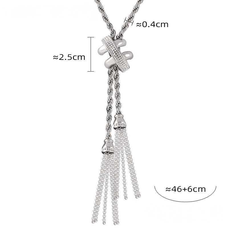 Rope Chain Geometric Pendant Necklace Bracelet Cubic Zirconia Ring Earrings Jewelry Suit