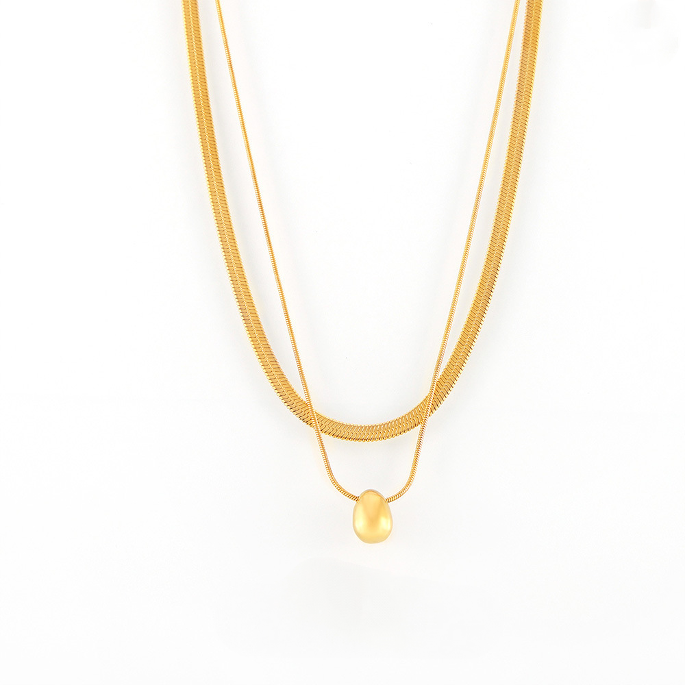 Stainless Steel Multi-layered Simple Round Bead Pendant Necklace